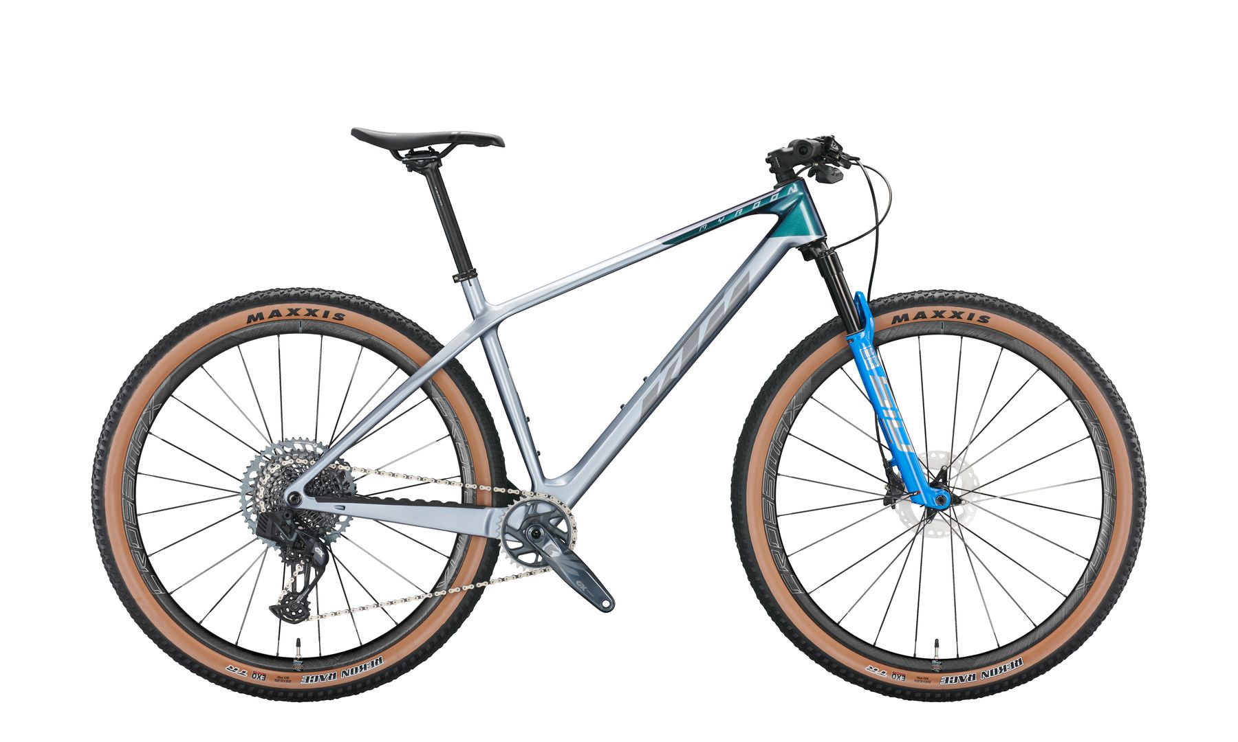 Kalnu velosipēds KTM MYROON PRIME azzurro silver (gp-flip+grey) SRAM GX AXS 12