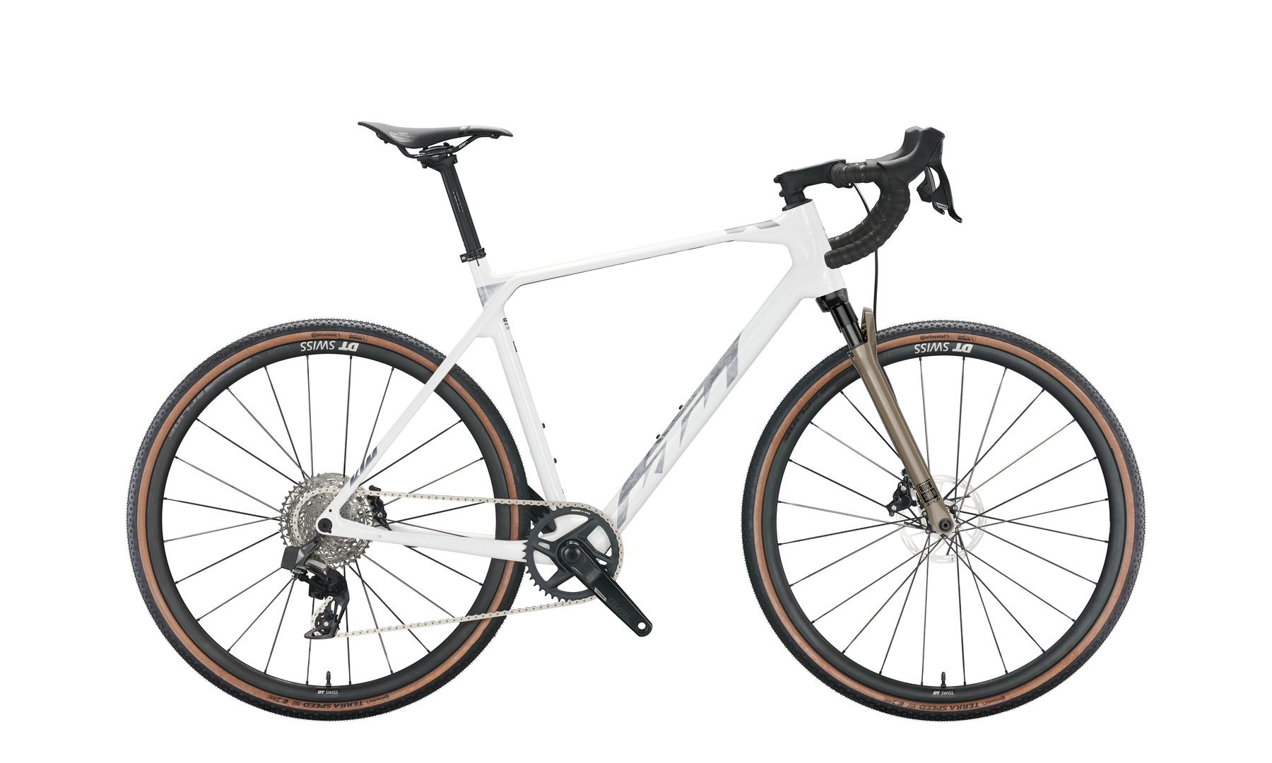 Gravel velosipēds KTM X-STRADA PRIME metallic white (grey+kwiqsand) SRAM Rival eTap AXS 1x12