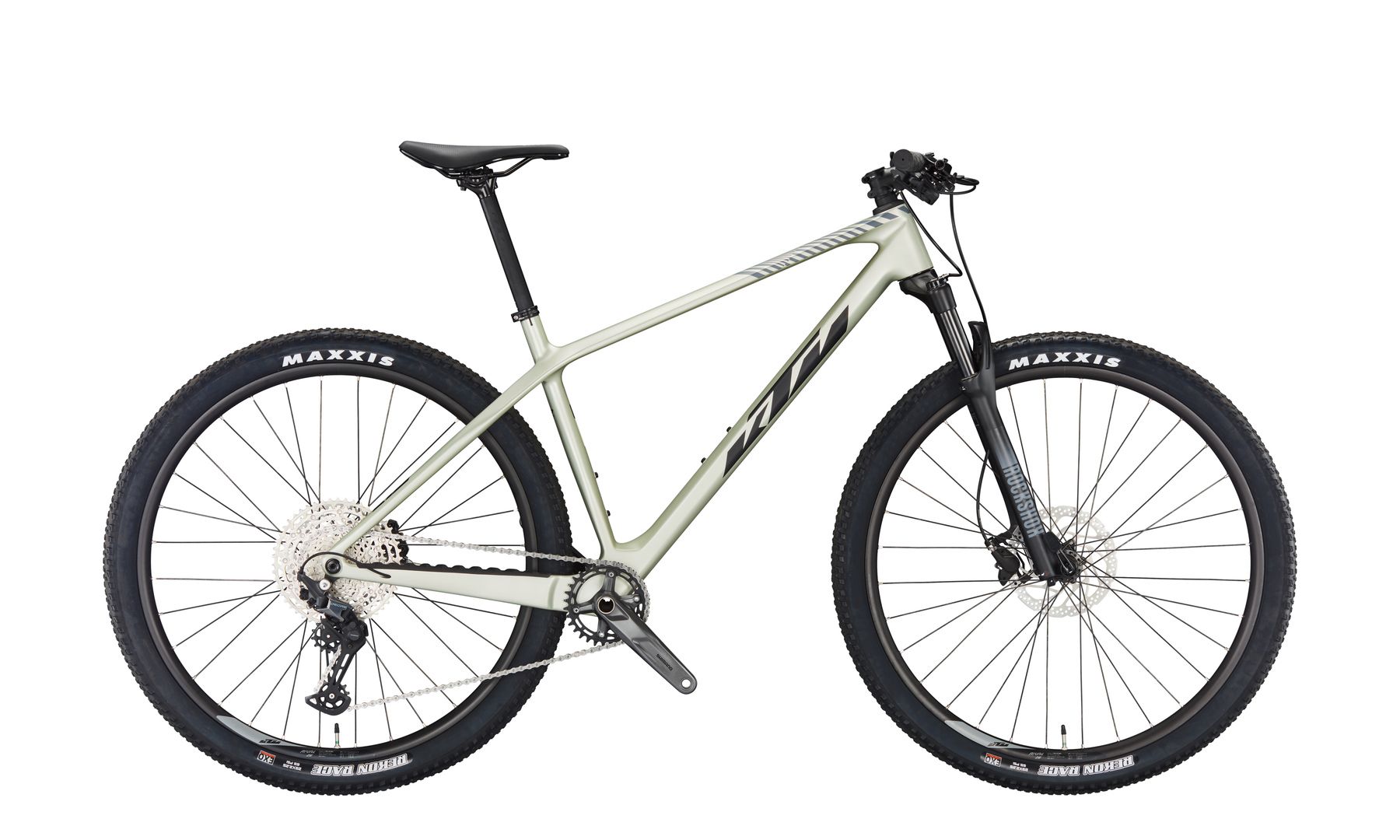 Kalnu velosipēds KTM MYROON PRO dew silver matt(black+grey+or) Shimano Deore 12 III