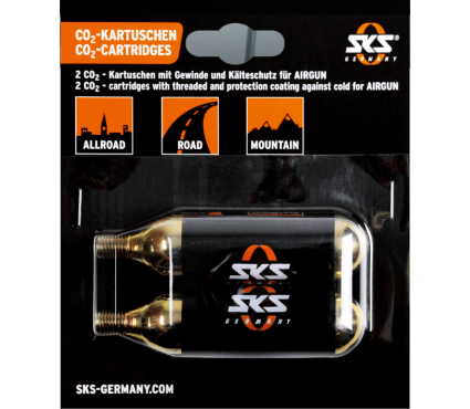 CO2 cartridge kit SKS Co2 16G Cartridge Set Of 2 Pcs For Airbuster, Threaded Gold