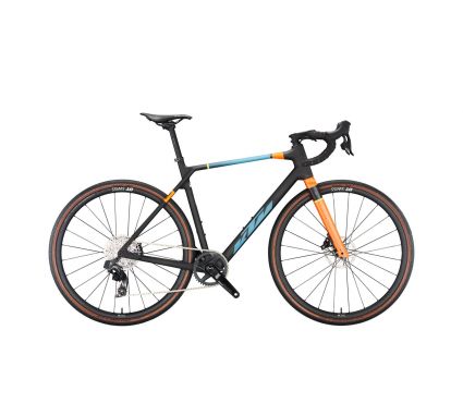 Gravel velosipēds KTM X-STRADA MASTER SRAM Rival eTap AXS 1x12 cb matt (pale or+blue+lemon) III