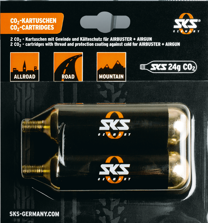 CO2 cartridge kit SKS Co2 24G Cartridge Set Of 2 Pcs For Airbuster, Threaded Gold